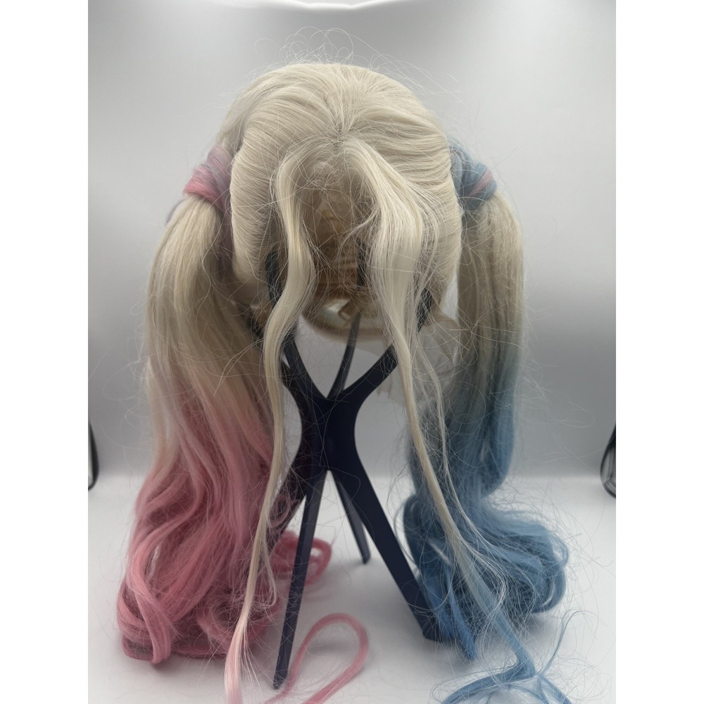 Harley Quinn Lace Front Cosplay Costume Wig Pink & Blue Ponytails